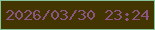 文字の大きさ：2、枠の色：86c39a、背景の色：433500、文字の色：8b5481 無料ブログパーツのブログ時計