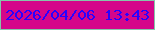 文字の大きさ：3、枠の色：86c6aa、背景の色：d5068a、文字の色：2902fe 無料ブログパーツのブログ時計