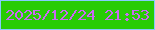 文字の大きさ：1、枠の色：86cbfe、背景の色：28cc05、文字の色：ca69f3 無料ブログパーツのブログ時計