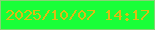 文字の大きさ：1、枠の色：86d375、背景の色：18ff38、文字の色：ddbc13 無料ブログパーツのブログ時計