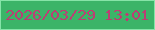 文字の大きさ：4、枠の色：86e4a8、背景の色：3bb468、文字の色：bb3e74 無料ブログパーツのブログ時計