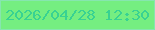 文字の大きさ：5、枠の色：86e6af、背景の色：75ee81、文字の色：38d292 無料ブログパーツのブログ時計