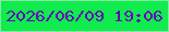 文字の大きさ：4、枠の色：86e9a6、背景の色：10eb4d、文字の色：6306b9 無料ブログパーツのブログ時計