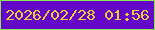 文字の大きさ：1、枠の色：86ea55、背景の色：6406c7、文字の色：edcc3a 無料ブログパーツのブログ時計