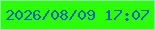 文字の大きさ：5、枠の色：86eaa9、背景の色：2cff03、文字の色：0262b5 無料ブログパーツのブログ時計