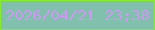文字の大きさ：4、枠の色：86eb30、背景の色：82c0ae、文字の色：cd99f3 無料ブログパーツのブログ時計