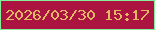 文字の大きさ：2、枠の色：86ee98、背景の色：ab1340、文字の色：e4b764 無料ブログパーツのブログ時計