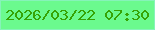 文字の大きさ：1、枠の色：86f3b9、背景の色：6bfa8e、文字の色：36a304 無料ブログパーツのブログ時計