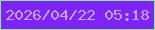 文字の大きさ：2、枠の色：86f576、背景の色：7e23fb、文字の色：c0a7f6 無料ブログパーツのブログ時計