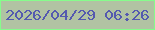 文字の大きさ：3、枠の色：86fc8c、背景の色：b1c3a3、文字の色：5459af 無料ブログパーツのブログ時計