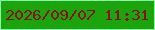 文字の大きさ：1、枠の色：86fcb1、背景の色：1ba40b、文字の色：89110c 無料ブログパーツのブログ時計