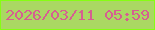 文字の大きさ：5、枠の色：86fe13、背景の色：aad863、文字の色：d65f91 無料ブログパーツのブログ時計