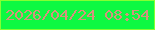 文字の大きさ：5、枠の色：86ff32、背景の色：0ef942、文字の色：d5937d 無料ブログパーツのブログ時計