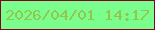 文字の大きさ：5、枠の色：870121、背景の色：7aff8e、文字の色：94c64e 無料ブログパーツのブログ時計