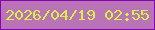 文字の大きさ：4、枠の色：8702b2、背景の色：bb73b7、文字の色：d9f046 無料ブログパーツのブログ時計