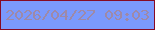 文字の大きさ：3、枠の色：870a25、背景の色：7b99fd、文字の色：9e89a8 無料ブログパーツのブログ時計