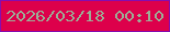 文字の大きさ：5、枠の色：870daf、背景の色：dd004b、文字の色：9cae96 無料ブログパーツのブログ時計
