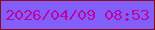 文字の大きさ：3、枠の色：870e16、背景の色：835ff9、文字の色：c004a4 無料ブログパーツのブログ時計