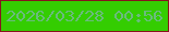 文字の大きさ：4、枠の色：87141e、背景の色：34cd01、文字の色：6abb7d 無料ブログパーツのブログ時計
