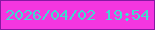 文字の大きさ：1、枠の色：8718a2、背景の色：f536e0、文字の色：40dccf 無料ブログパーツのブログ時計