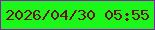 文字の大きさ：1、枠の色：871ab0、背景の色：1cf71a、文字の色：6a1219 無料ブログパーツのブログ時計