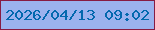 文字の大きさ：4、枠の色：871b43、背景の色：9bb2ee、文字の色：0368ae 無料ブログパーツのブログ時計