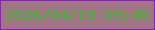 文字の大きさ：3、枠の色：871dce、背景の色：a17584、文字の色：37ba33 無料ブログパーツのブログ時計