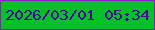 文字の大きさ：4、枠の色：871ec8、背景の色：06c02a、文字の色：49069b 無料ブログパーツのブログ時計