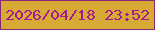文字の大きさ：2、枠の色：872876、背景の色：d6aa34、文字の色：a51a8f 無料ブログパーツのブログ時計