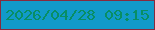 文字の大きさ：5、枠の色：872a3d、背景の色：119ac9、文字の色：088e64 無料ブログパーツのブログ時計
