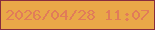 文字の大きさ：1、枠の色：872c3e、背景の色：e9a848、文字の色：e17c59 無料ブログパーツのブログ時計