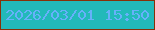 文字の大きさ：5、枠の色：873008、背景の色：22b9ba、文字の色：66b1fa 無料ブログパーツのブログ時計