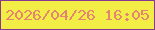 文字の大きさ：1、枠の色：873992、背景の色：f3ee45、文字の色：e48473 無料ブログパーツのブログ時計