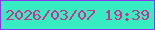 文字の大きさ：4、枠の色：8739ee、背景の色：37ecc1、文字の色：cf2f91 無料ブログパーツのブログ時計