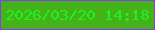 文字の大きさ：4、枠の色：873bf8、背景の色：46b21a、文字の色：1ef222 無料ブログパーツのブログ時計