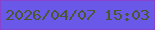 文字の大きさ：3、枠の色：8742ce、背景の色：6a58e8、文字の色：4b572e 無料ブログパーツのブログ時計