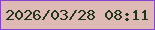 文字の大きさ：3、枠の色：8743cf、背景の色：dfbab5、文字の色：1e351e 無料ブログパーツのブログ時計