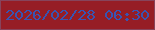 文字の大きさ：5、枠の色：87445b、背景の色：961d25、文字の色：3854b2 無料ブログパーツのブログ時計