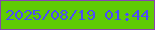 文字の大きさ：1、枠の色：8744b0、背景の色：5fcb04、文字の色：4c4bf9 無料ブログパーツのブログ時計