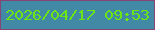 文字の大きさ：3、枠の色：874576、背景の色：4289a6、文字の色：6ae613 無料ブログパーツのブログ時計