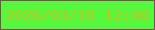 文字の大きさ：3、枠の色：874762、背景の色：55f83c、文字の色：c1c322 無料ブログパーツのブログ時計