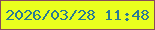 文字の大きさ：5、枠の色：874c5b、背景の色：e9ff1e、文字の色：2a7a93 無料ブログパーツのブログ時計