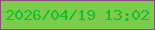 文字の大きさ：4、枠の色：874f77、背景の色：7ccc4e、文字の色：14be30 無料ブログパーツのブログ時計