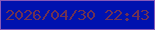 文字の大きさ：4、枠の色：8759b9、背景の色：0012af、文字の色：6e3153 無料ブログパーツのブログ時計