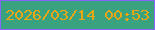 文字の大きさ：3、枠の色：8767fb、背景の色：39a380、文字の色：eaa613 無料ブログパーツのブログ時計
