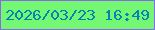 文字の大きさ：3、枠の色：8769e9、背景の色：74f873、文字の色：0584b3 無料ブログパーツのブログ時計