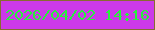 文字の大きさ：5、枠の色：876b31、背景の色：cc39e9、文字の色：28f03d 無料ブログパーツのブログ時計