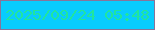 文字の大きさ：4、枠の色：877499、背景の色：08ccfd、文字の色：21e59d 無料ブログパーツのブログ時計