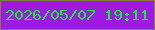 文字の大きさ：3、枠の色：877a36、背景の色：9d1ae1、文字の色：1ceb3b 無料ブログパーツのブログ時計