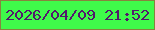 文字の大きさ：2、枠の色：87833e、背景の色：3ffa4a、文字の色：52196c 無料ブログパーツのブログ時計